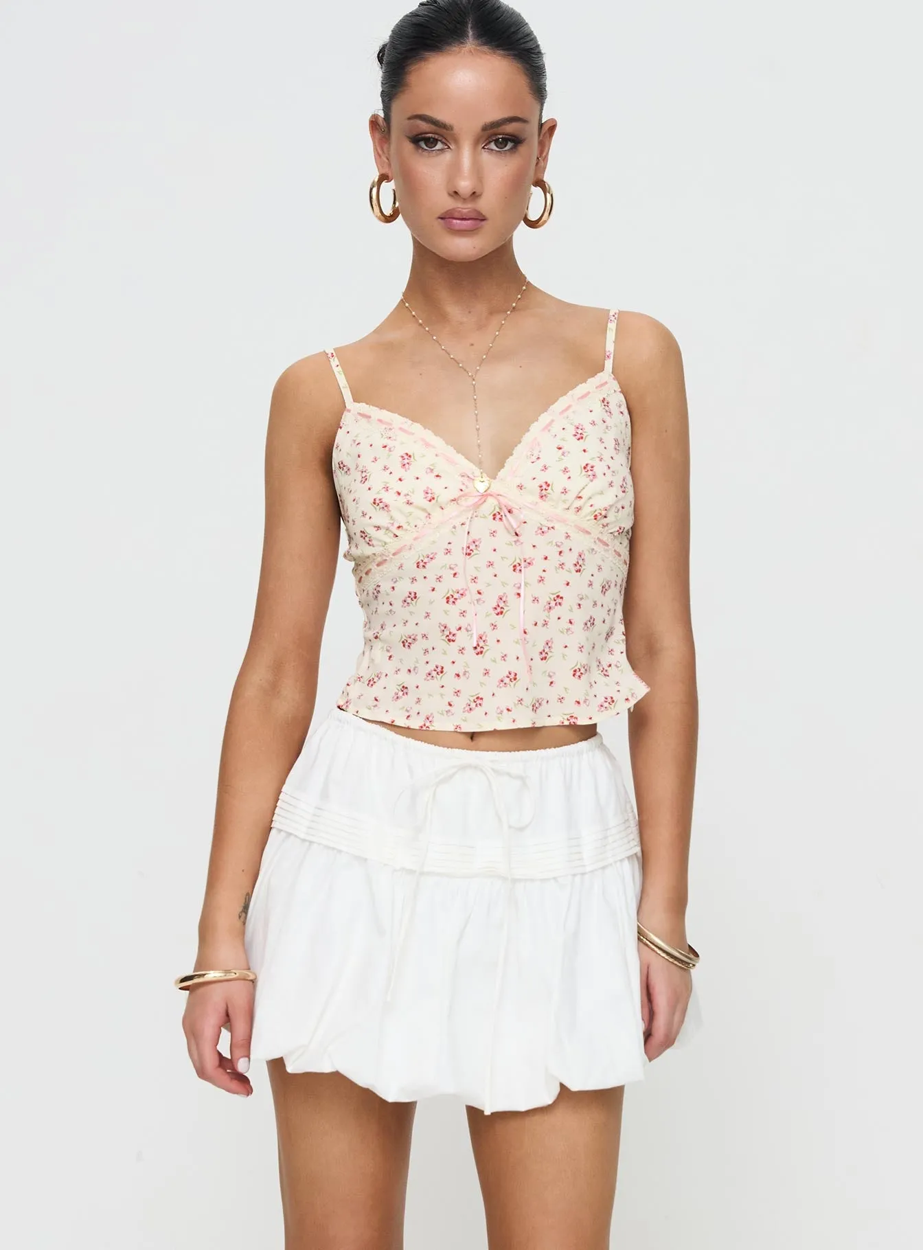 High End Quality Dear London Bubble Hem Mini Skirt White