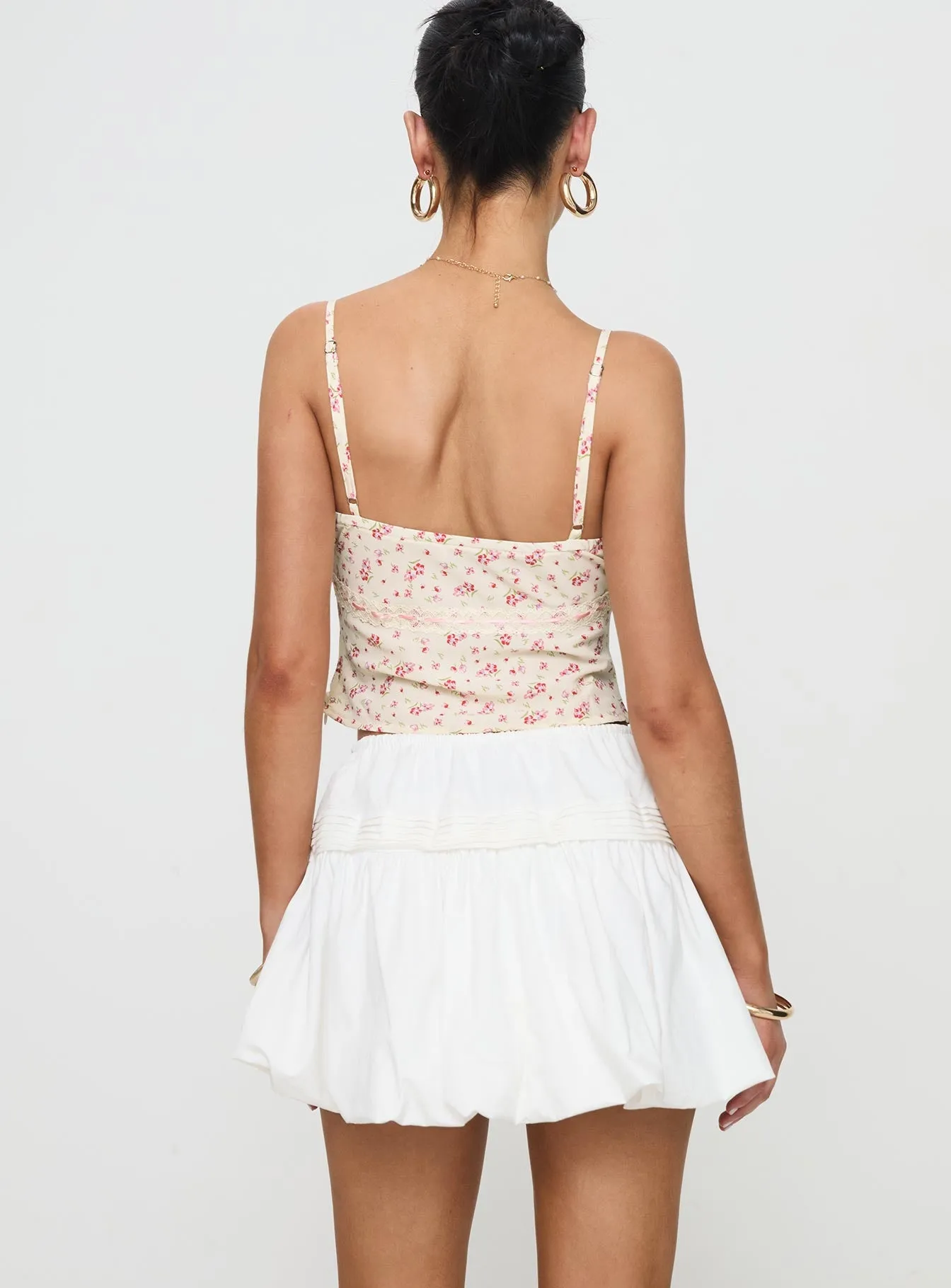 Gathered waist Dear London Bubble Hem Mini Skirt White