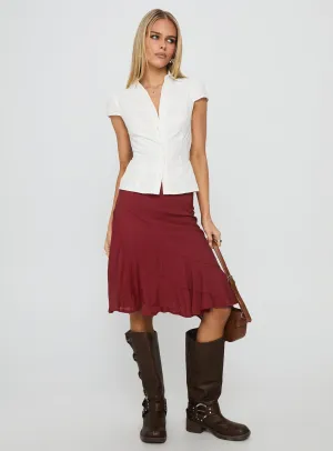 Fast fashion With Kindness Midi Skirt Burgundy