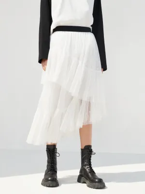 Durable Hem Must Have Feature Elasticated Ruffle Laced Skirt