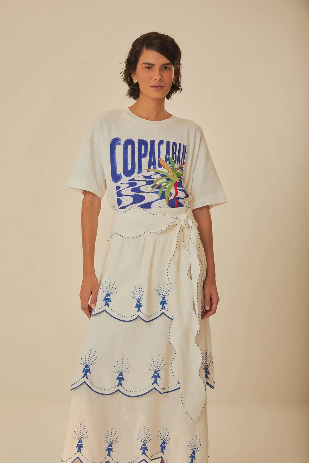Off-White Sea Of Fish Embroidered Midi Skirt Core Collection