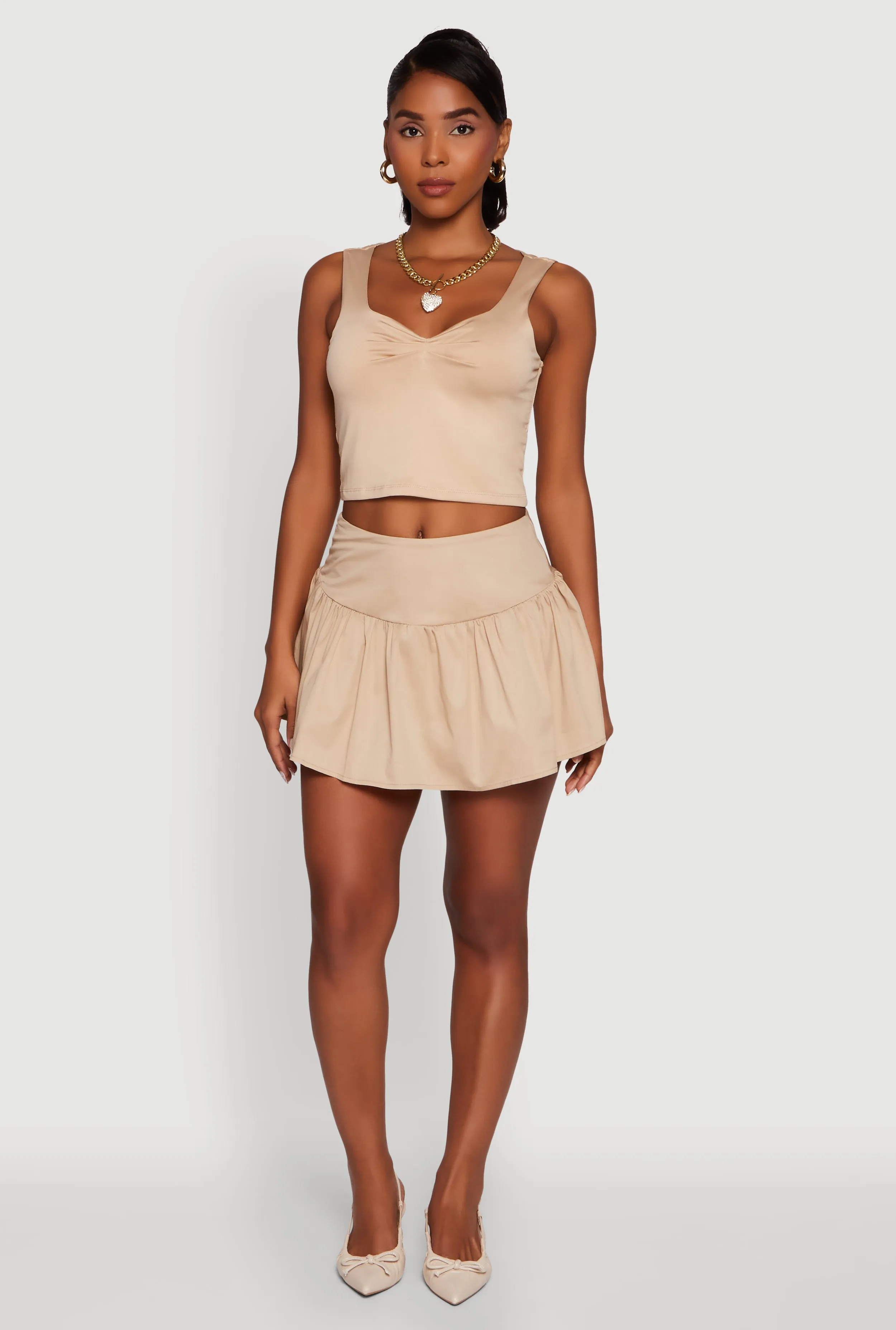 Cost effective Flexible Ribbing Iris Sweetheart Cropped Tank Top