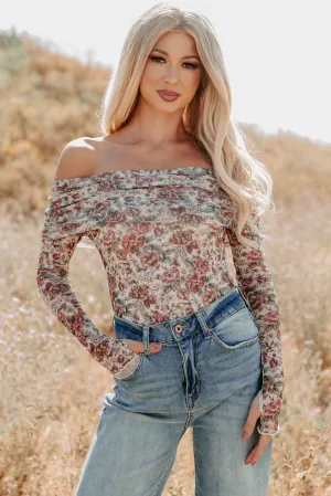 Breathable New Daisy Fresh Off The Shoulder Floral Bodysuit (Cream)