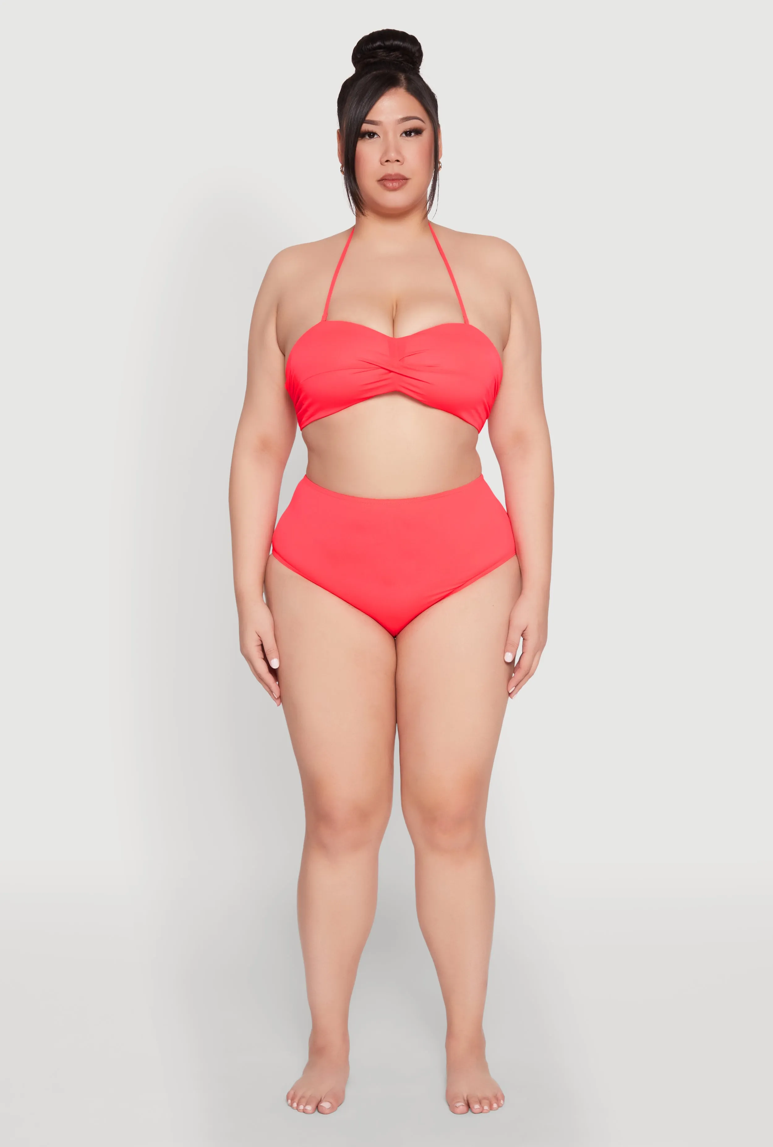 Plus Size High Waist Swim Bikini Bottoms Comfort Fit Lining