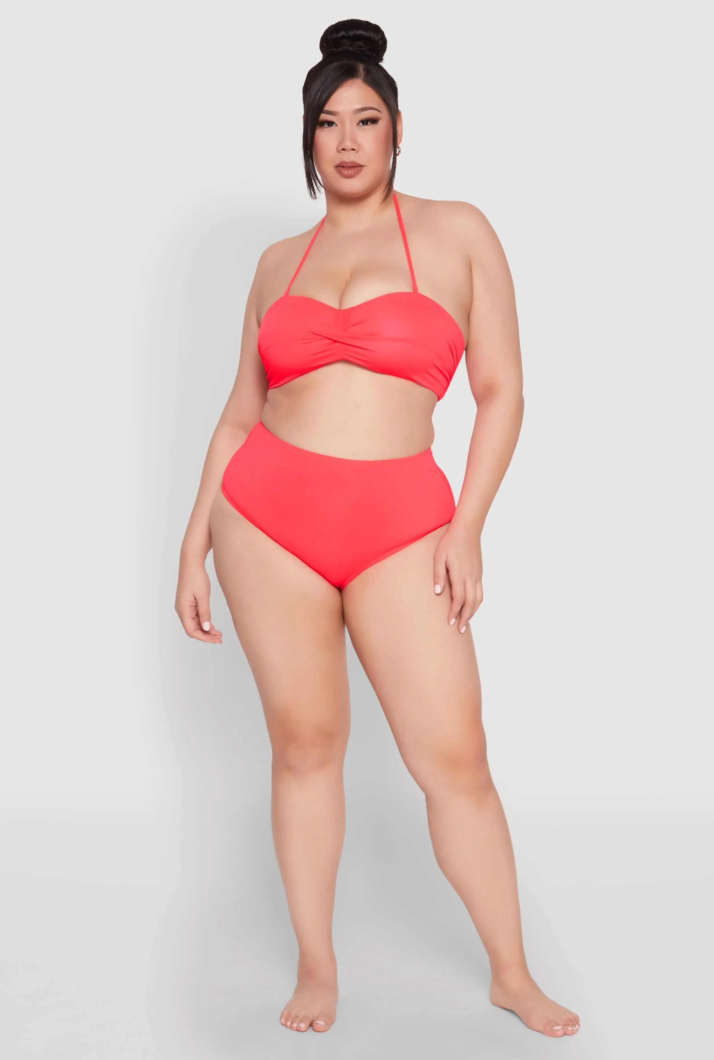 Plus Size High Waist Swim Bikini Bottoms Supportive Underband