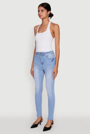 Home Comfort Teen Outfit Mid Rise Fit WAX High Waisted Stretch Skinny Jeans