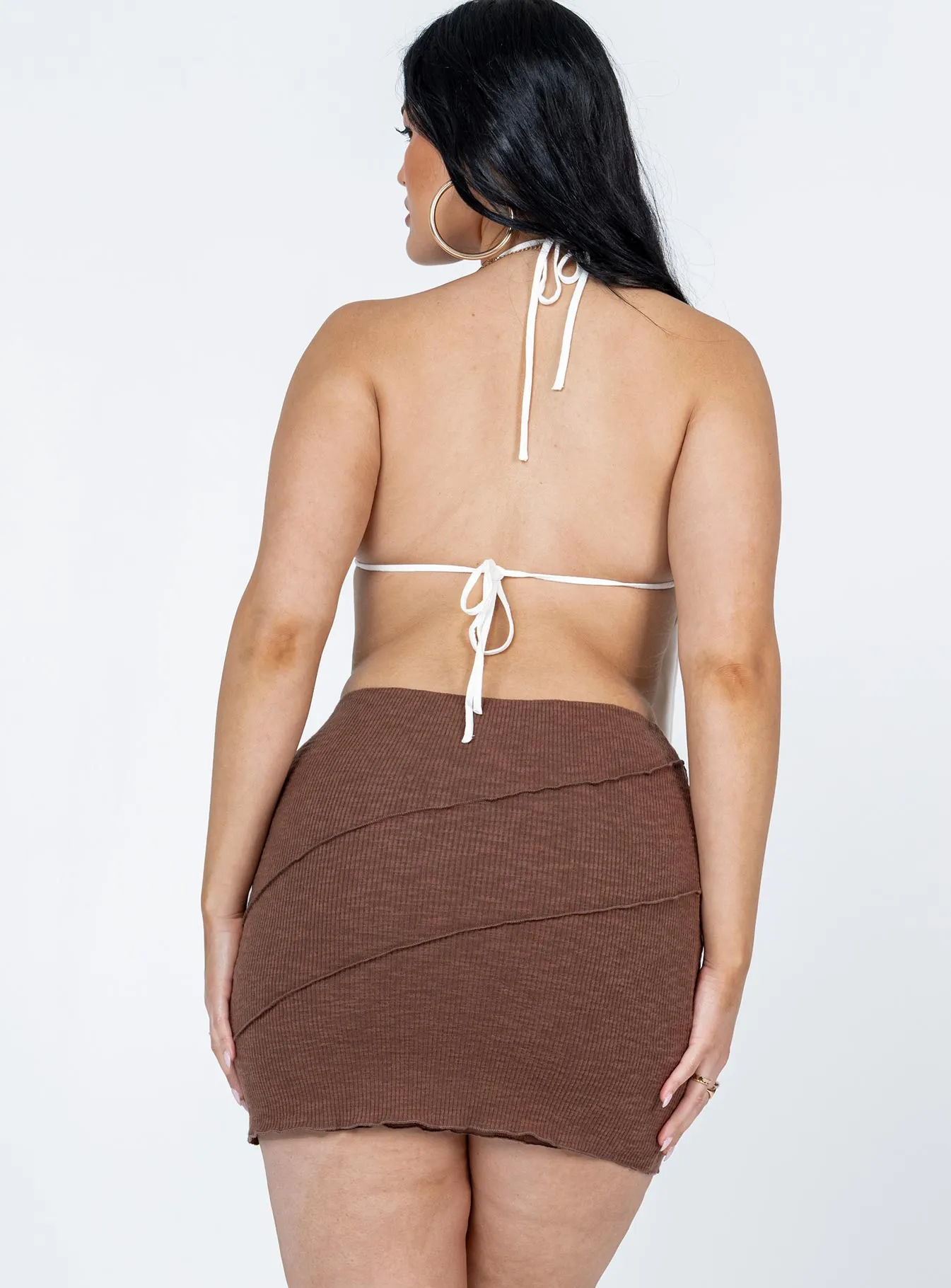 Oscar Mini Skirt Brown High Elasticity Material Ombre effect