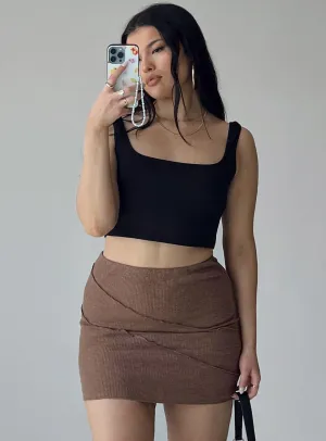 Ombre effect Smooth Layer Oscar Mini Skirt Brown