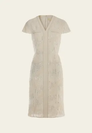 Minimal Mood Office Mood Frayed Detail Welt-pocekt Embellished Dress