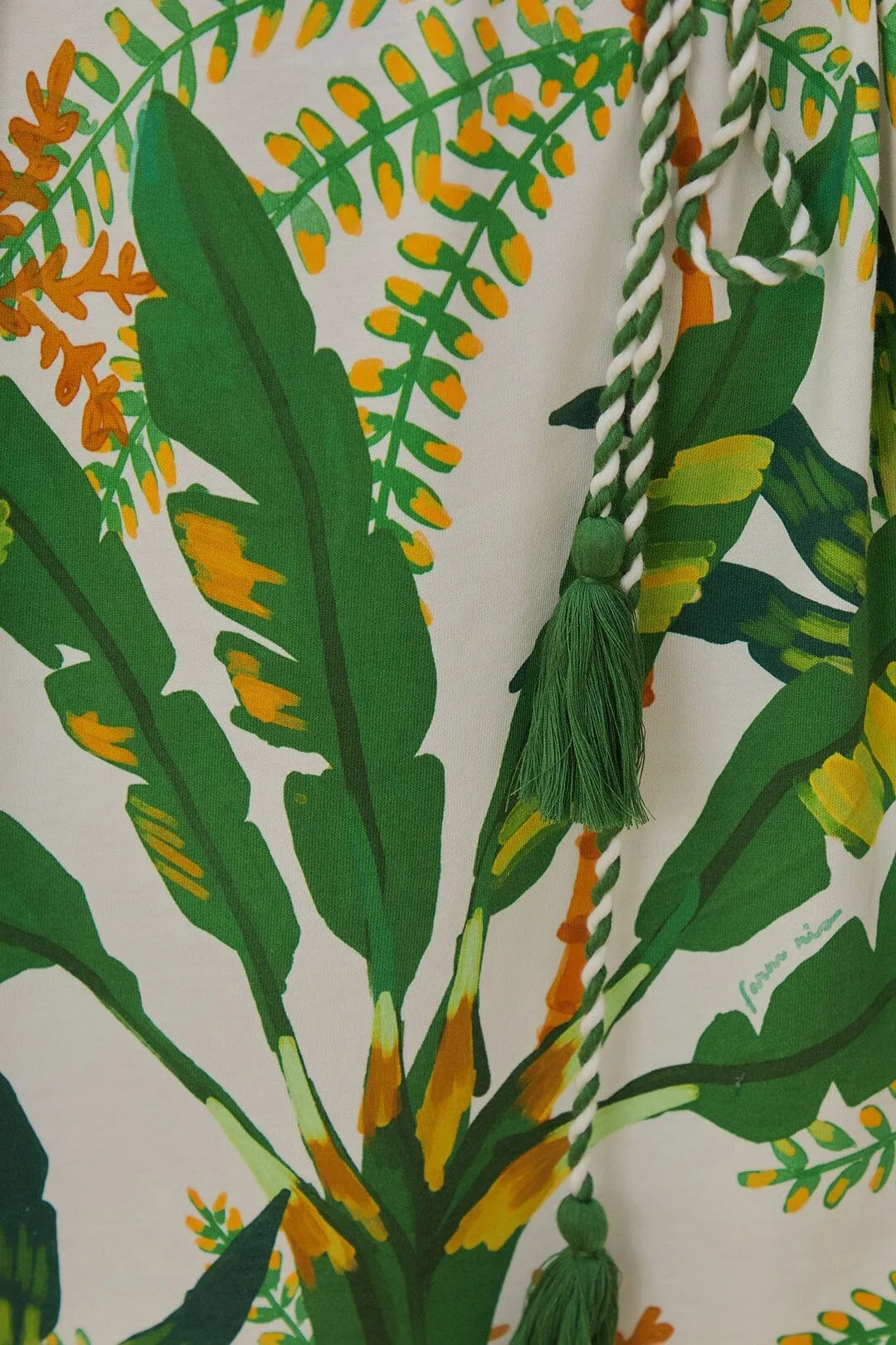 Permanent Crease Tropical Forest Off-White T-Shirt Dress
