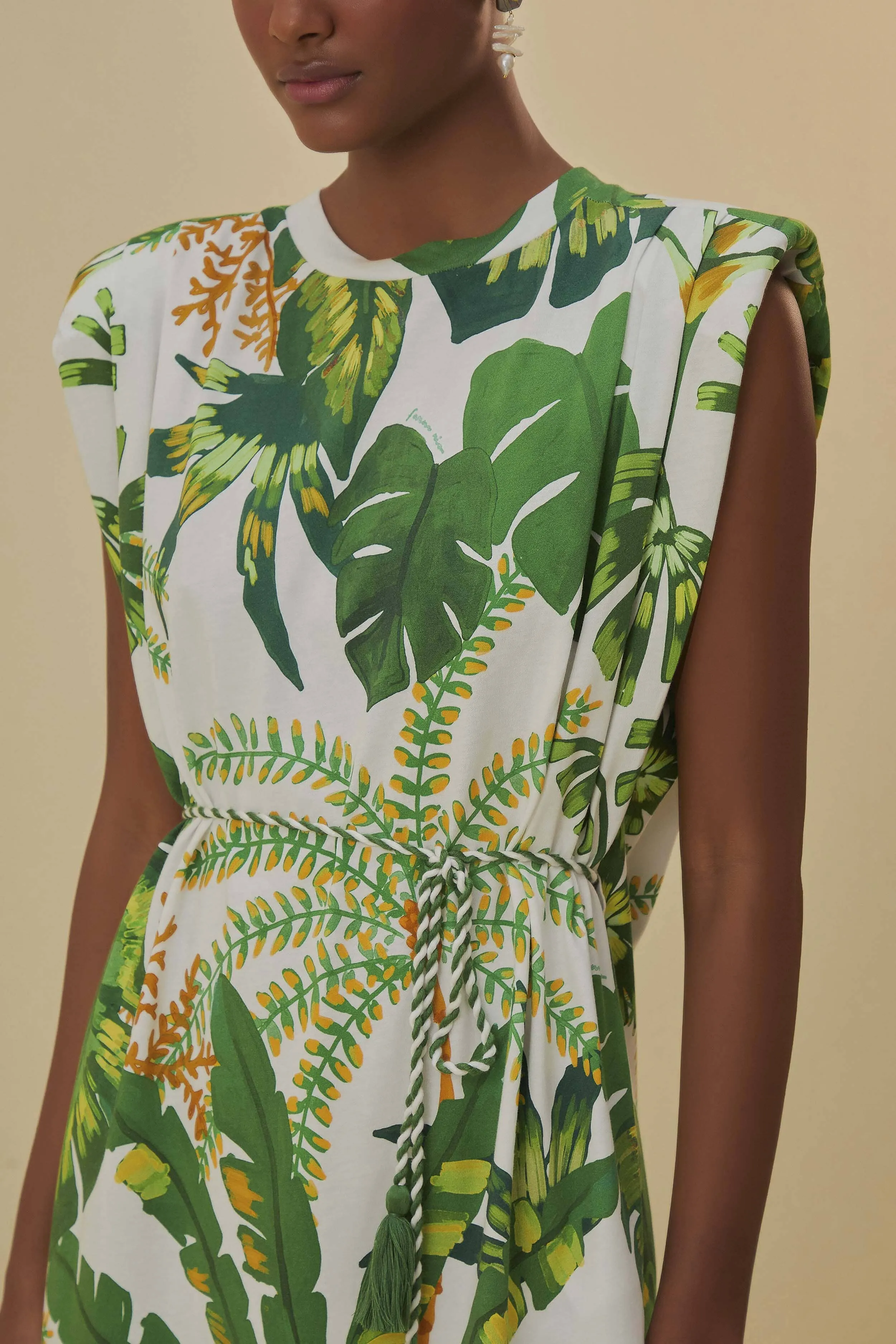 Tropical Forest Off-White T-Shirt Dress Storm Core Breathable knit