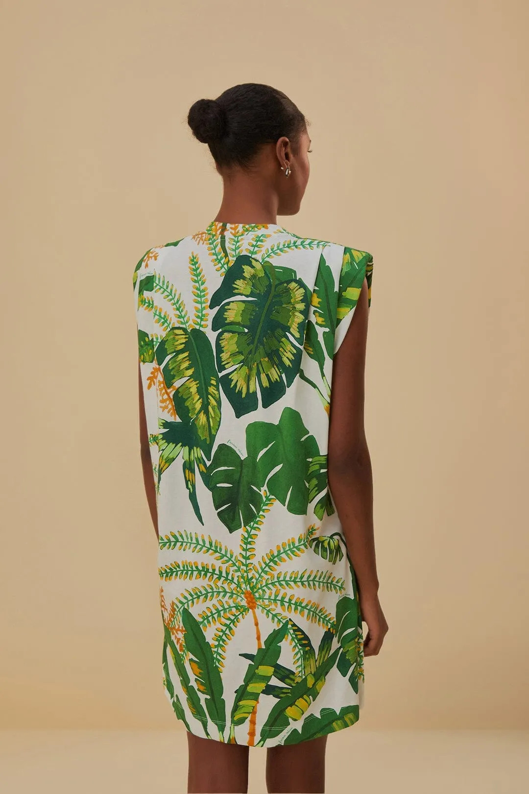 Tropical Forest Off-White T-Shirt Dress Sky Mood