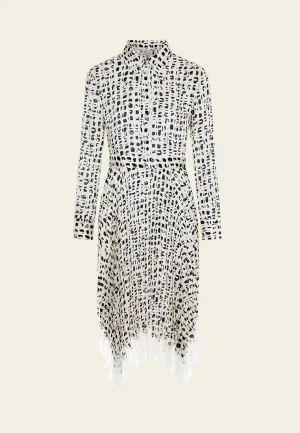 Beige Printed Collar Pleated Midi Dress NonIrritatingSeams