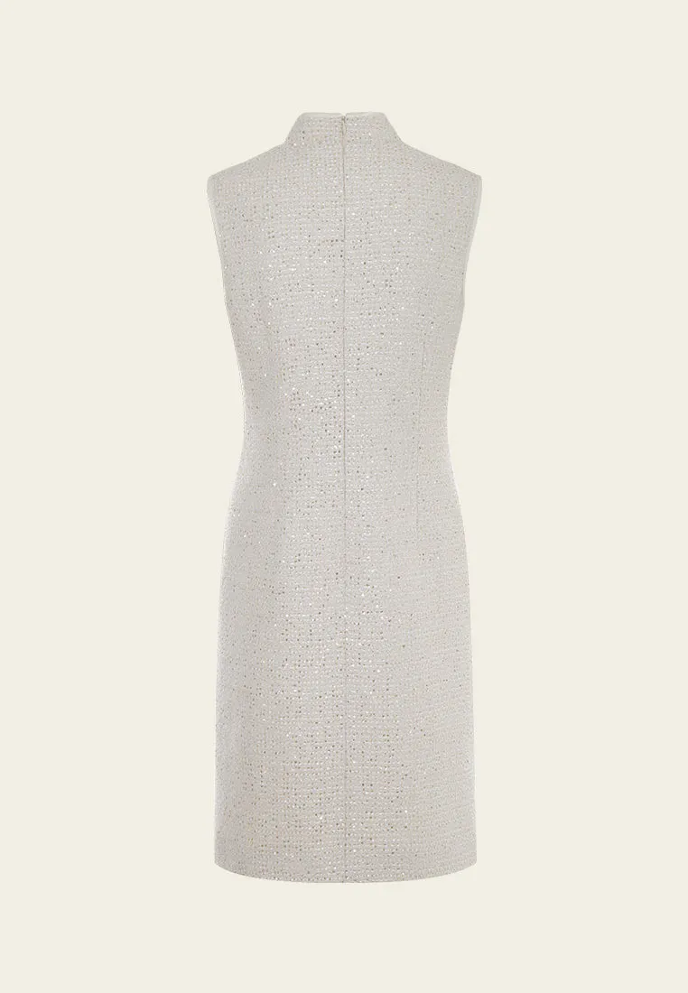 River Core Buckle-detail Sequined Tweed Qipao