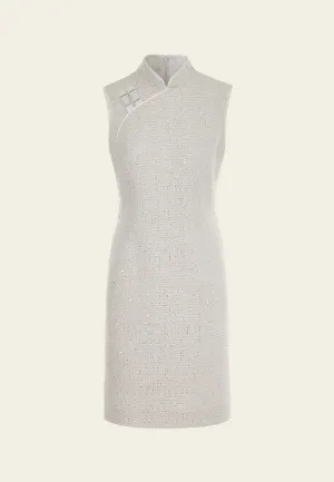 AbrasionResistant Heroine Glow Buckle-detail Sequined Tweed Qipao
