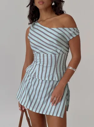 Gulliver Tie Side Mini Skort Blue / Maroon Stripe Gentle Comfort
