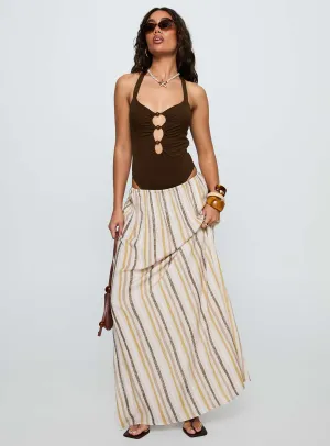 Contoured Waist Aisla Maxi Skirt Multi