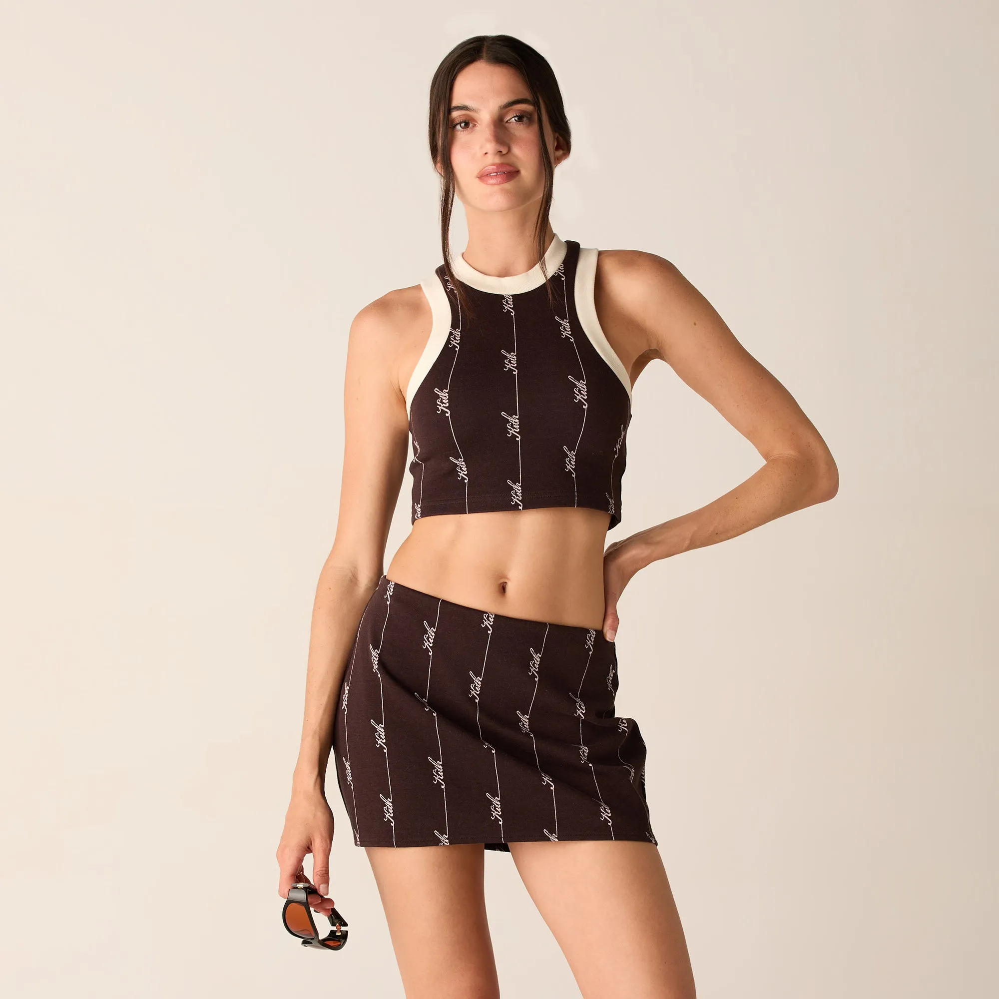 Texture Focus Knitted Fabric Kith Women Sven Pique Logo Knit Skort - Incognito