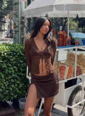 Cambor Mini Skirt Brown Shape Enhancing Date night
