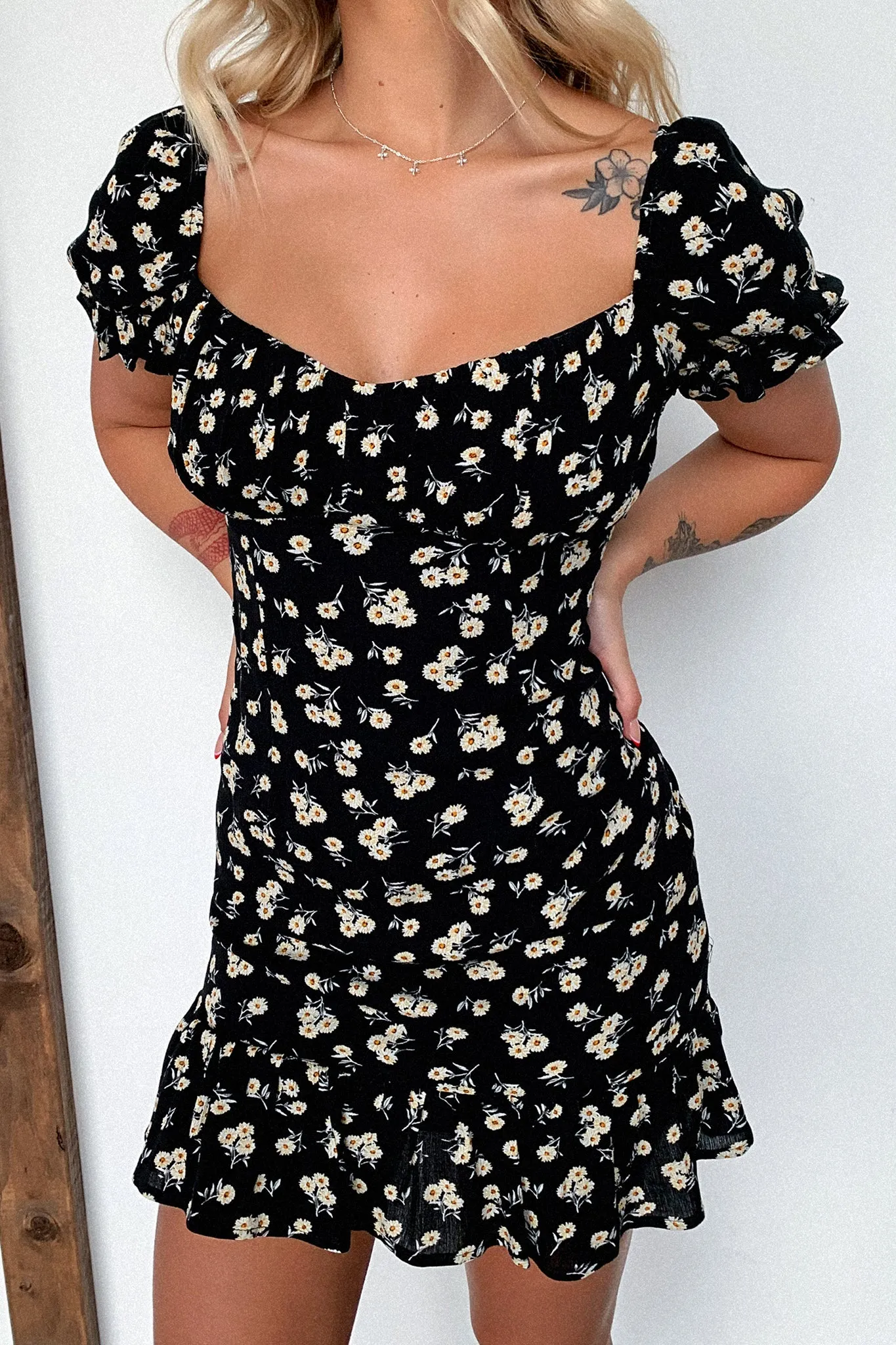 Trendy Print Non Irritating Tags Regina Dress - Black Floral
