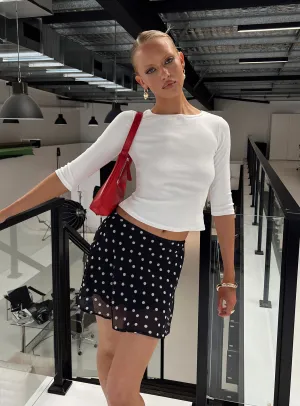 Hidden pockets Media Feature Dapple Bias Mini Skirt Black Polka Dot