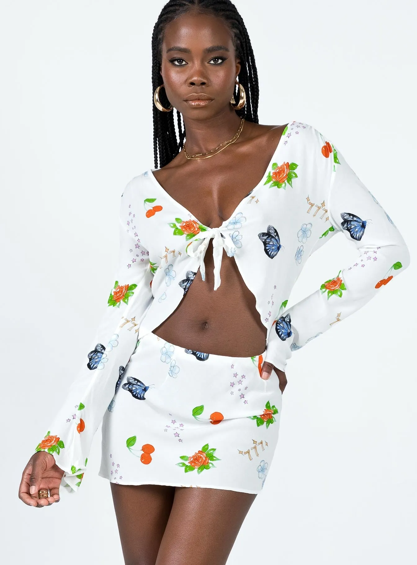 Drawn To You Mini Skirt Multi Front Slit