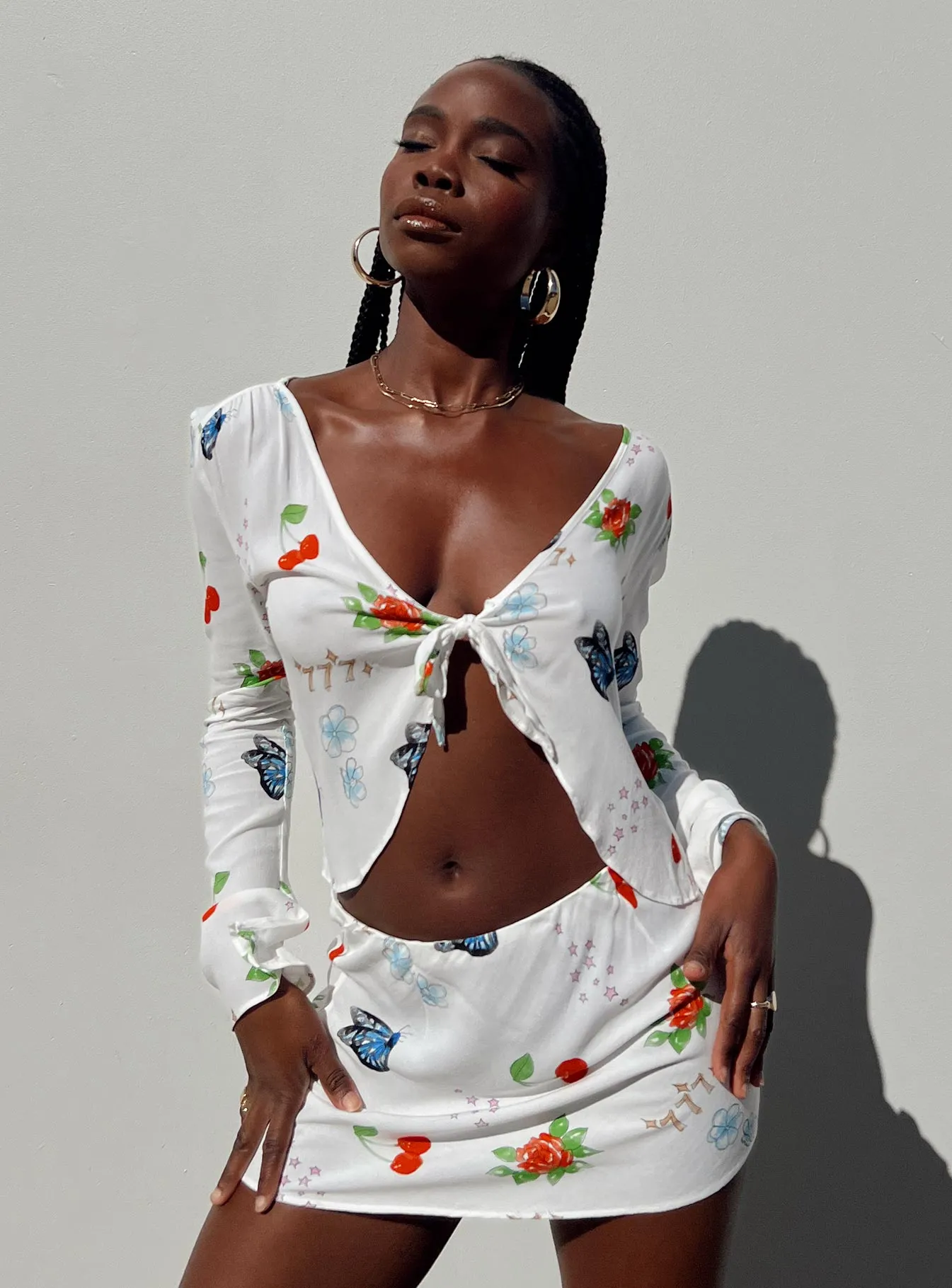 Drawn To You Mini Skirt Multi Simple Layers