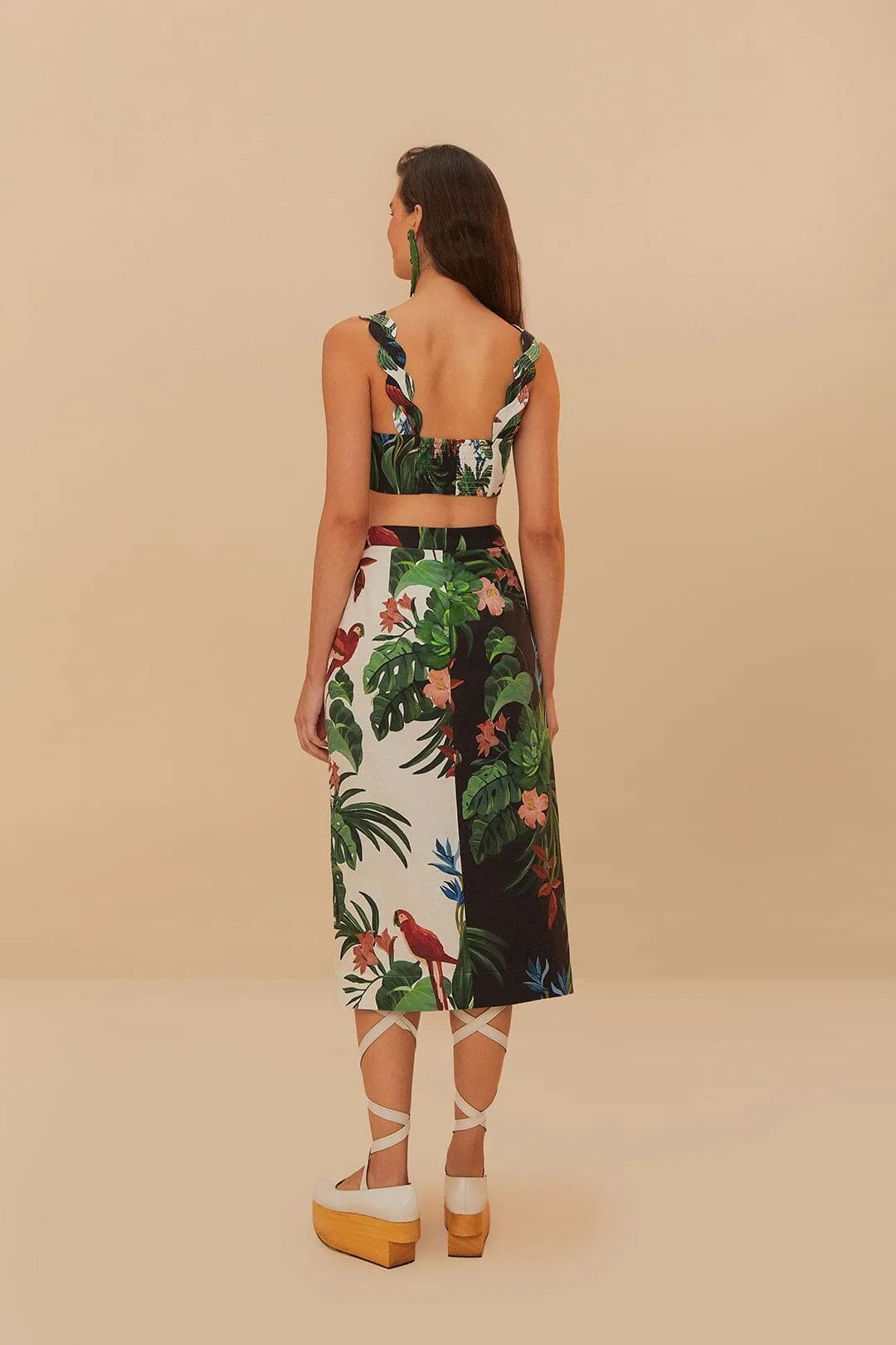 light texture Mixed Midnight Macaw Fiesta LENZING? ECOVERO? Euroflax? Midi Skirt