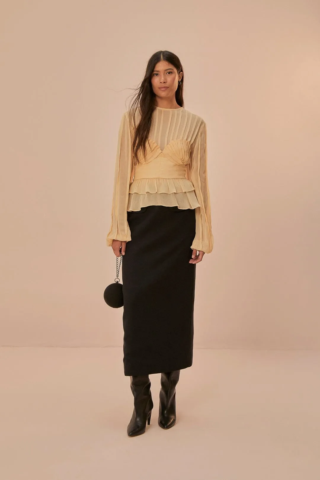 Black Midi Skirt Subtle Finish
