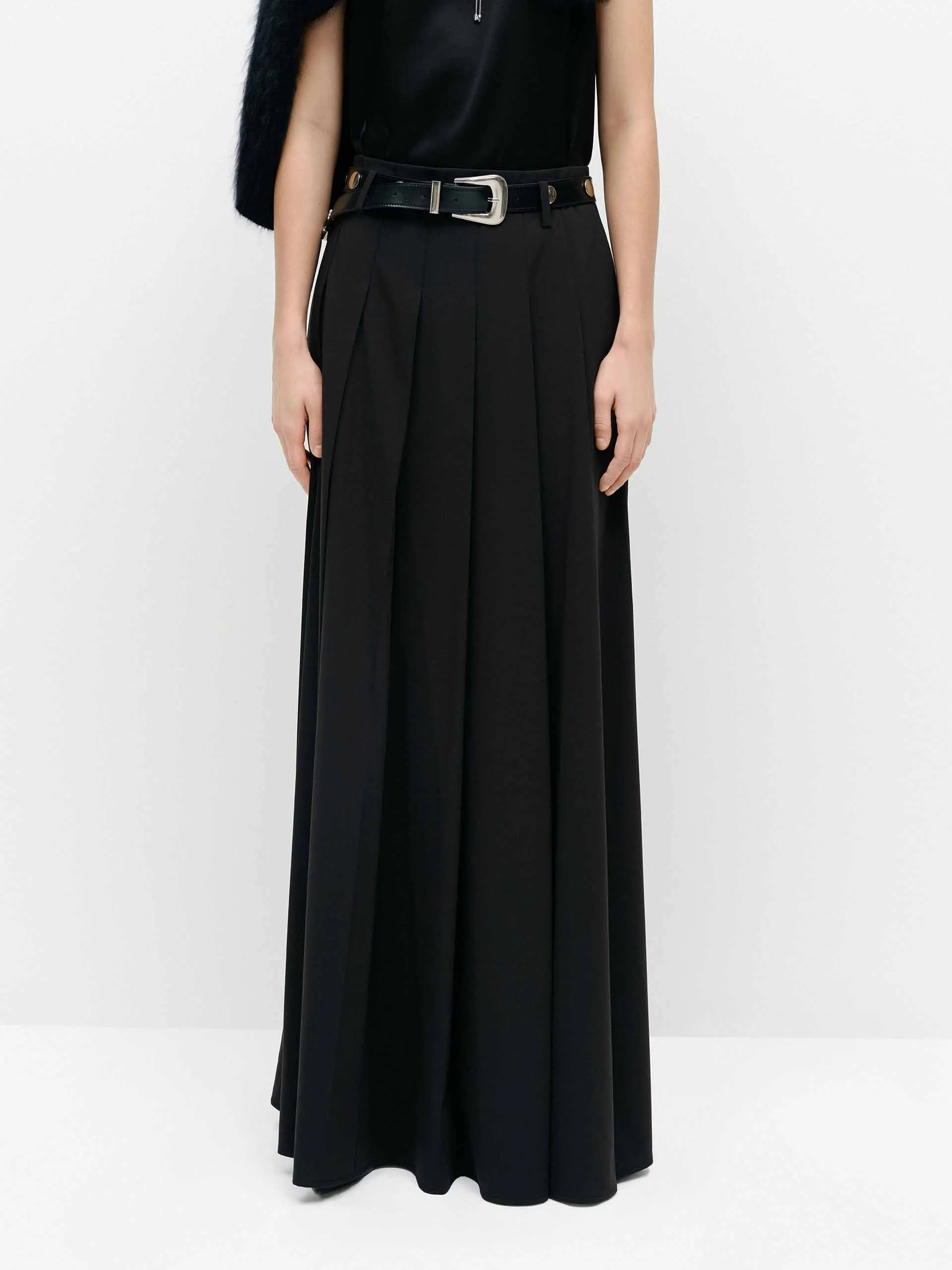 Simple Outfit Soft Lining Side Slit Maxi Skirt