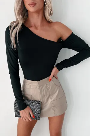 Simple Standards Asymmetric Bodysuit (Black) Relaxed Running Office Lightweight