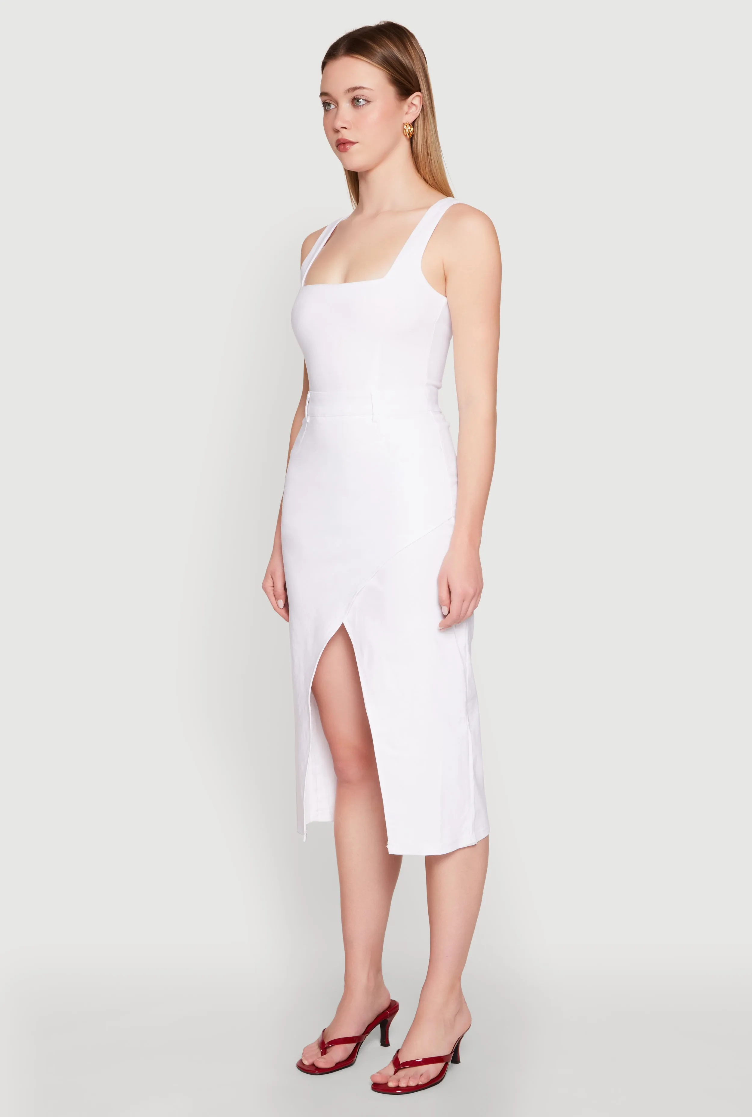 Slit Front Midi Tank Dress Comfortable formal midi