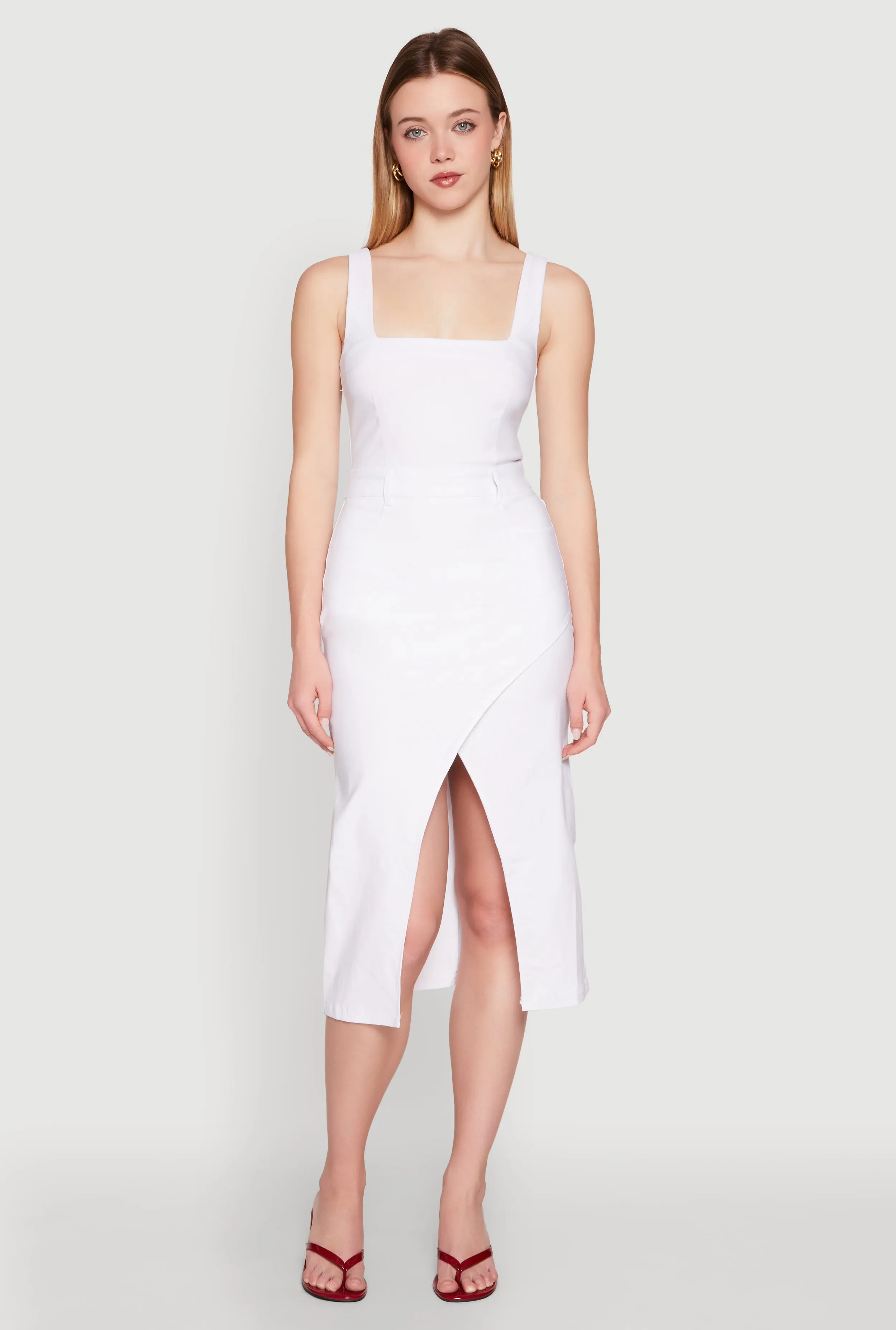 Contemporary Wear Slit Front Midi Tank Dress