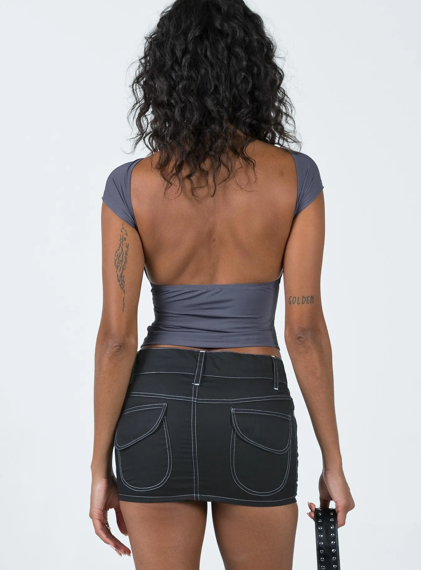 Motel Dipta Skirt Black / White Petite Fit