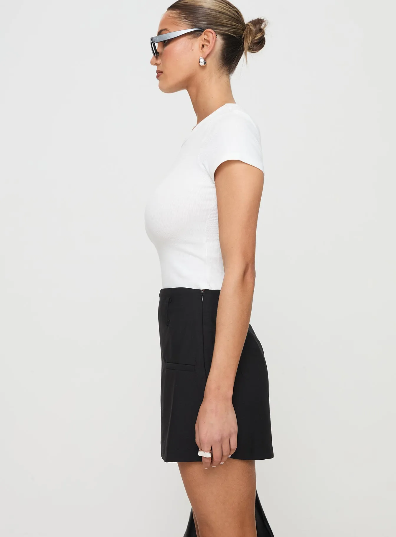 Grant My Wish Mini Skort Black Luxury Trim
