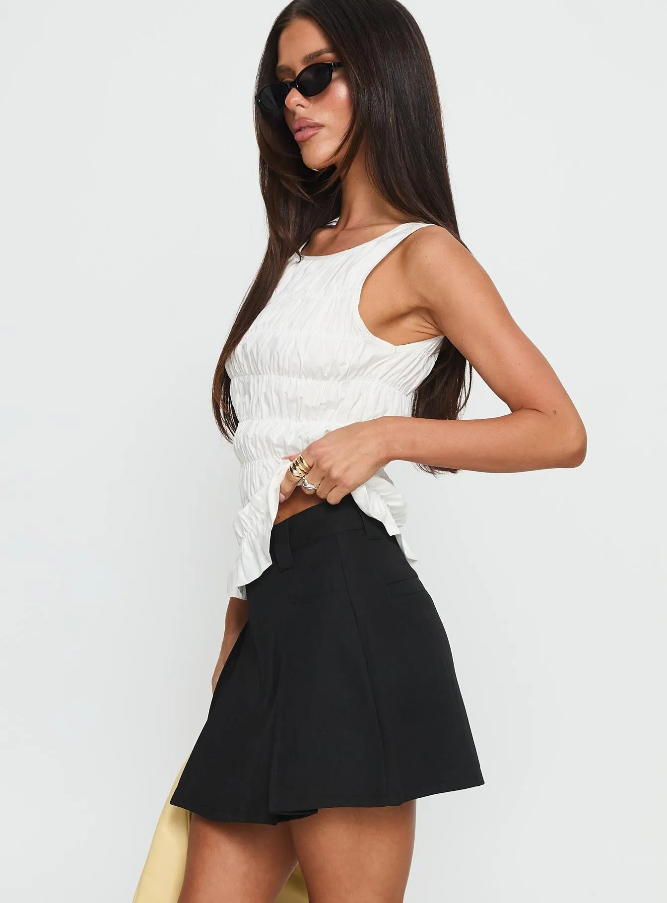 Carsyn Pleat Mini Skirt Black UV Protection