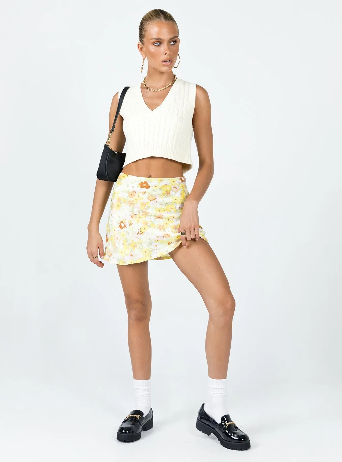 Sloane Mini Skirt Yellow Reinforced Seams