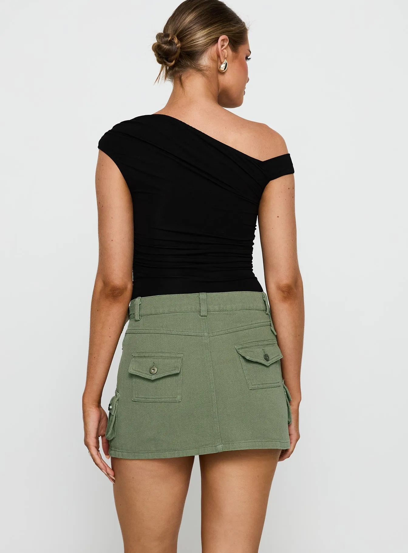 Secure Closure Peterson Cargo Mini Skirt Khaki