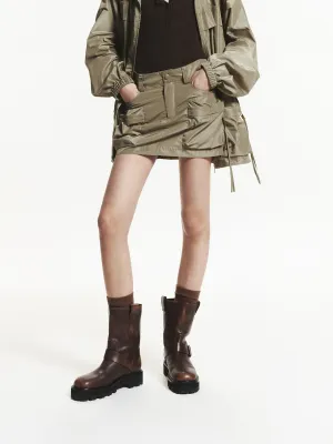 Cargo Pocket Mini Skirt Light Flow Detachable Detail