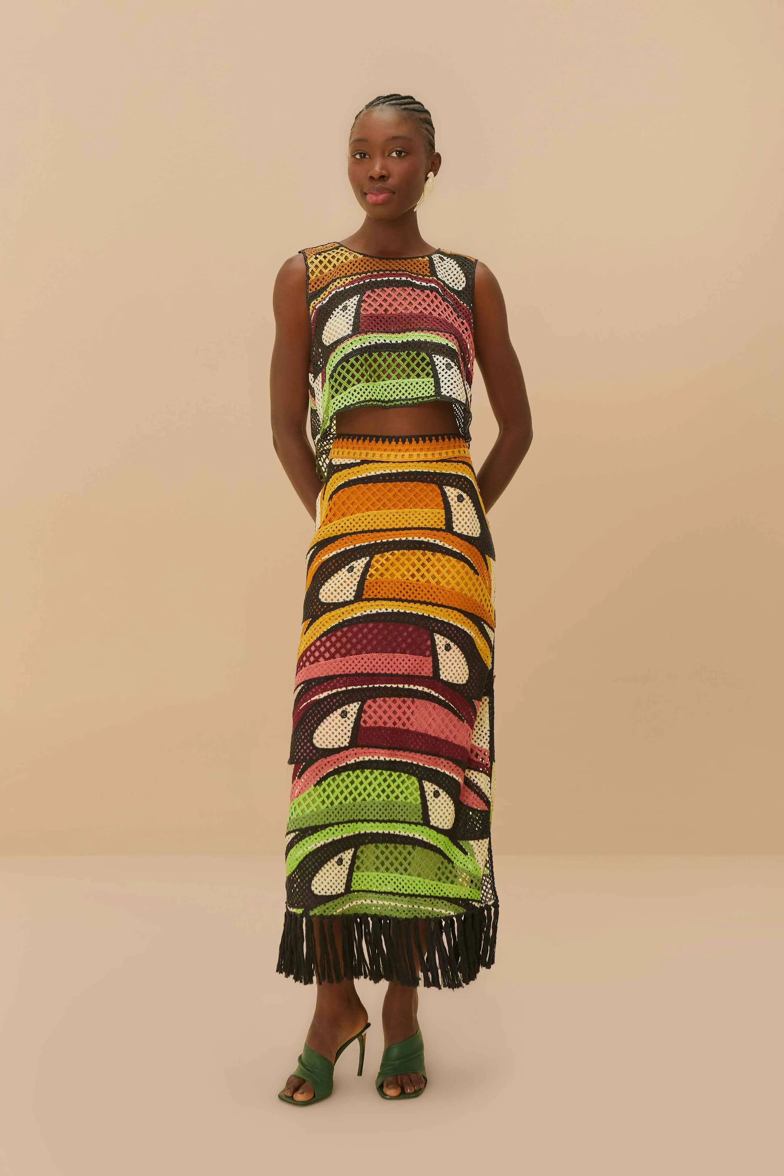 Luxury Finish Multicolor Toucan Tree Crochet Skirt