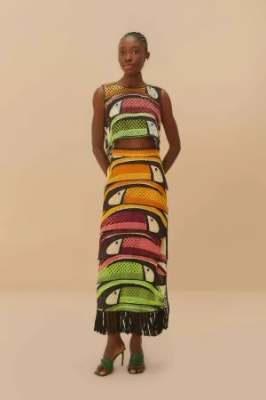 Luxury Finish Multicolor Toucan Tree Crochet Skirt