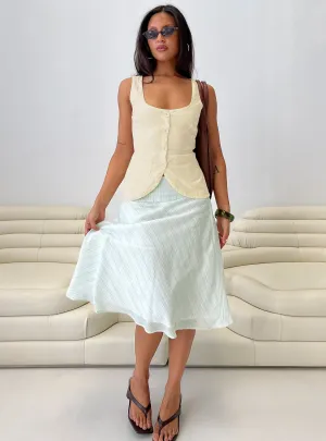 Alunara Midi Skirt Aqua Stripe Monochrome Outfit