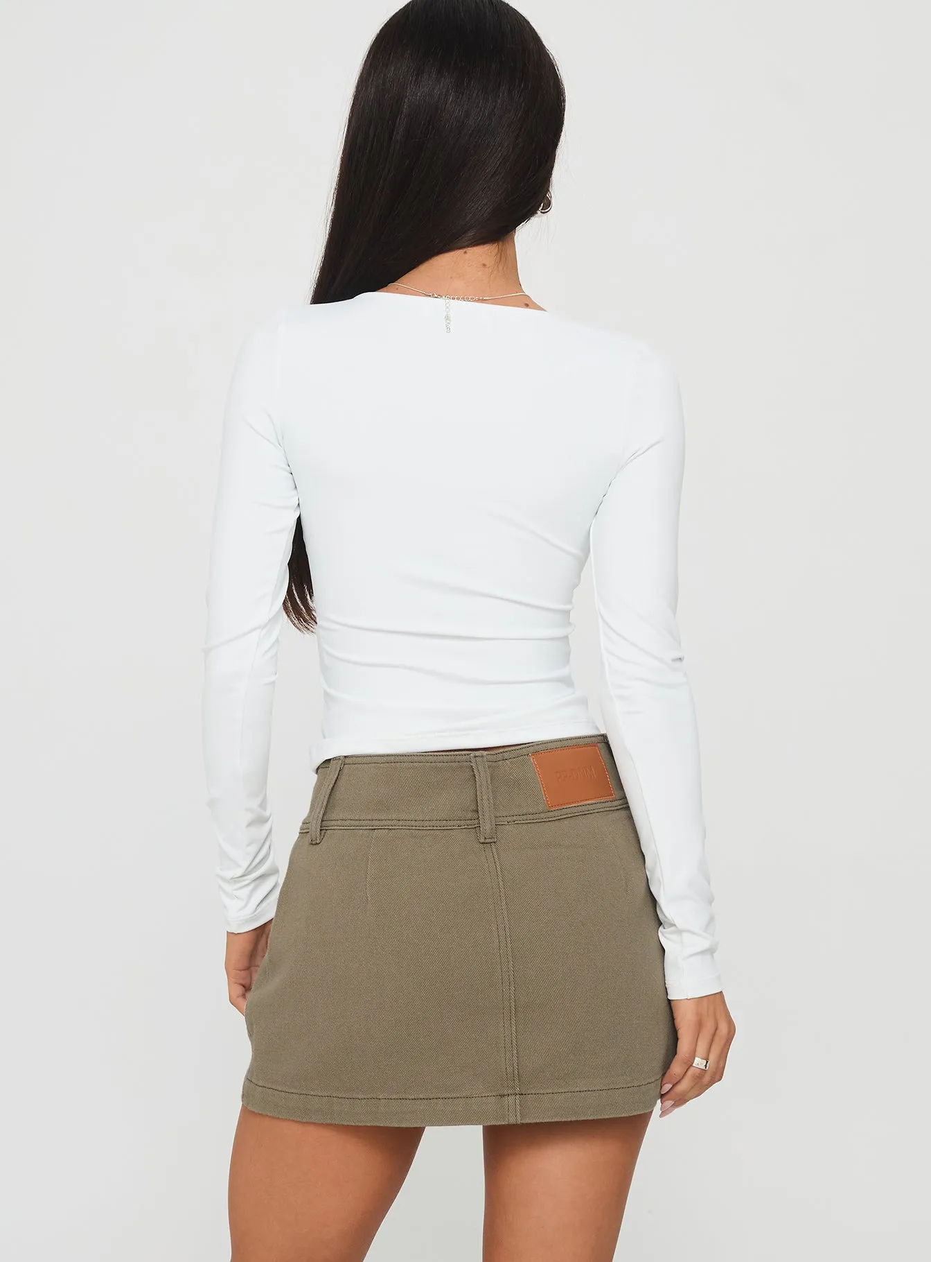 natural fiber Sleek Vibe Giorja Studded Cargo Mini Skirt Khaki