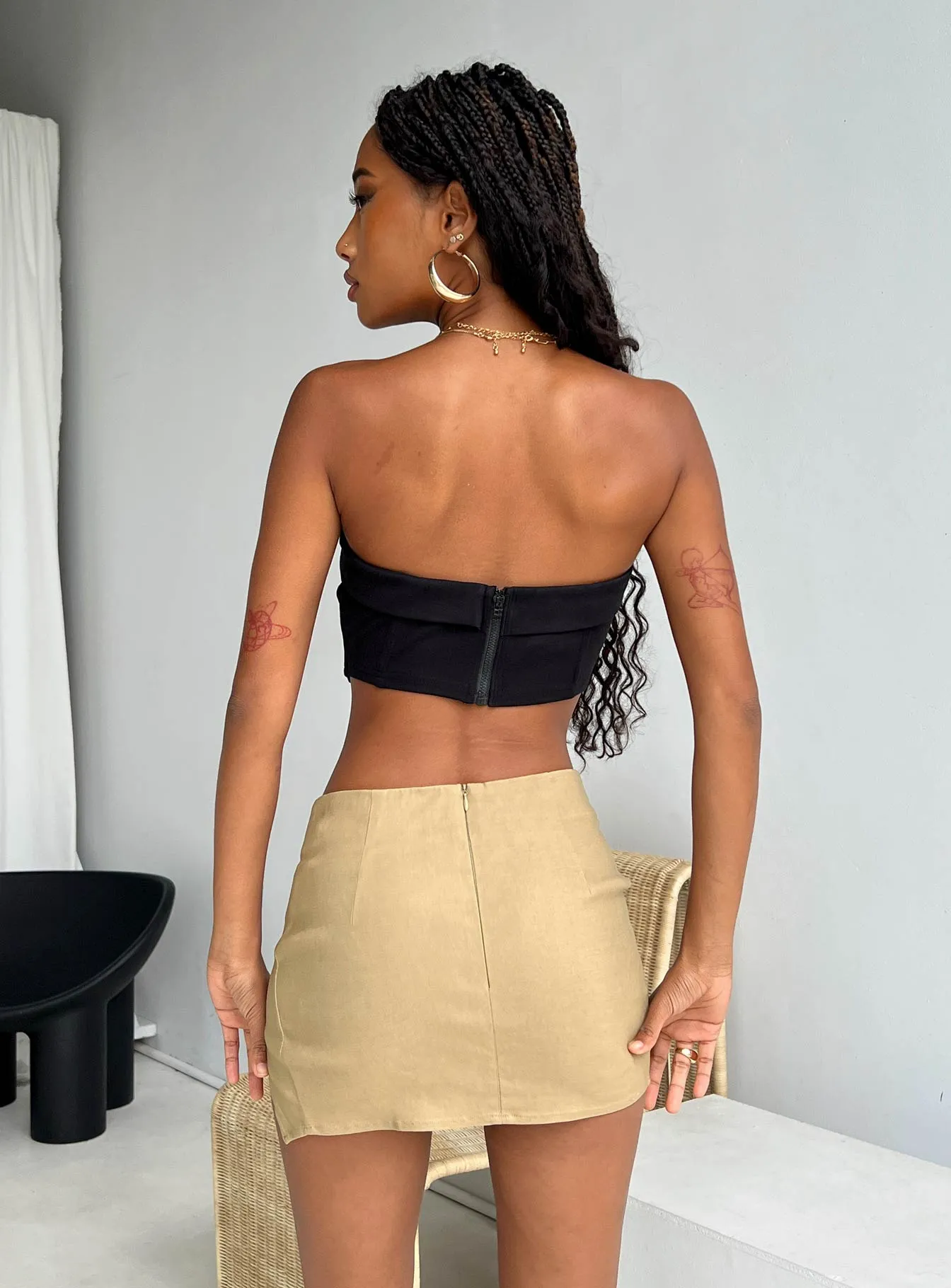 Adjustable Waist Chic Appeal Motel Iram Skirt Tan