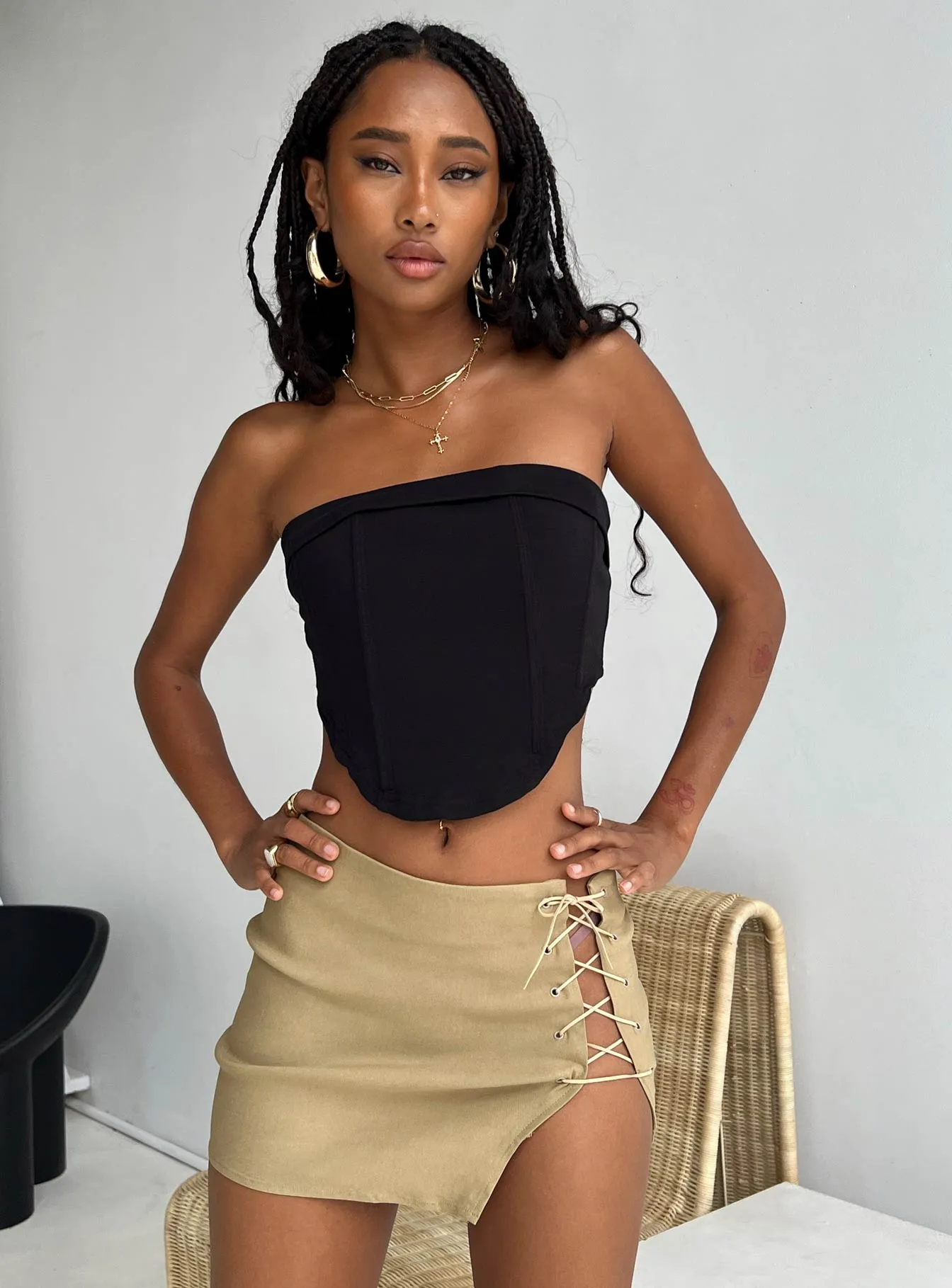 Smart Design Multi Purpose Fabric Motel Iram Skirt Tan