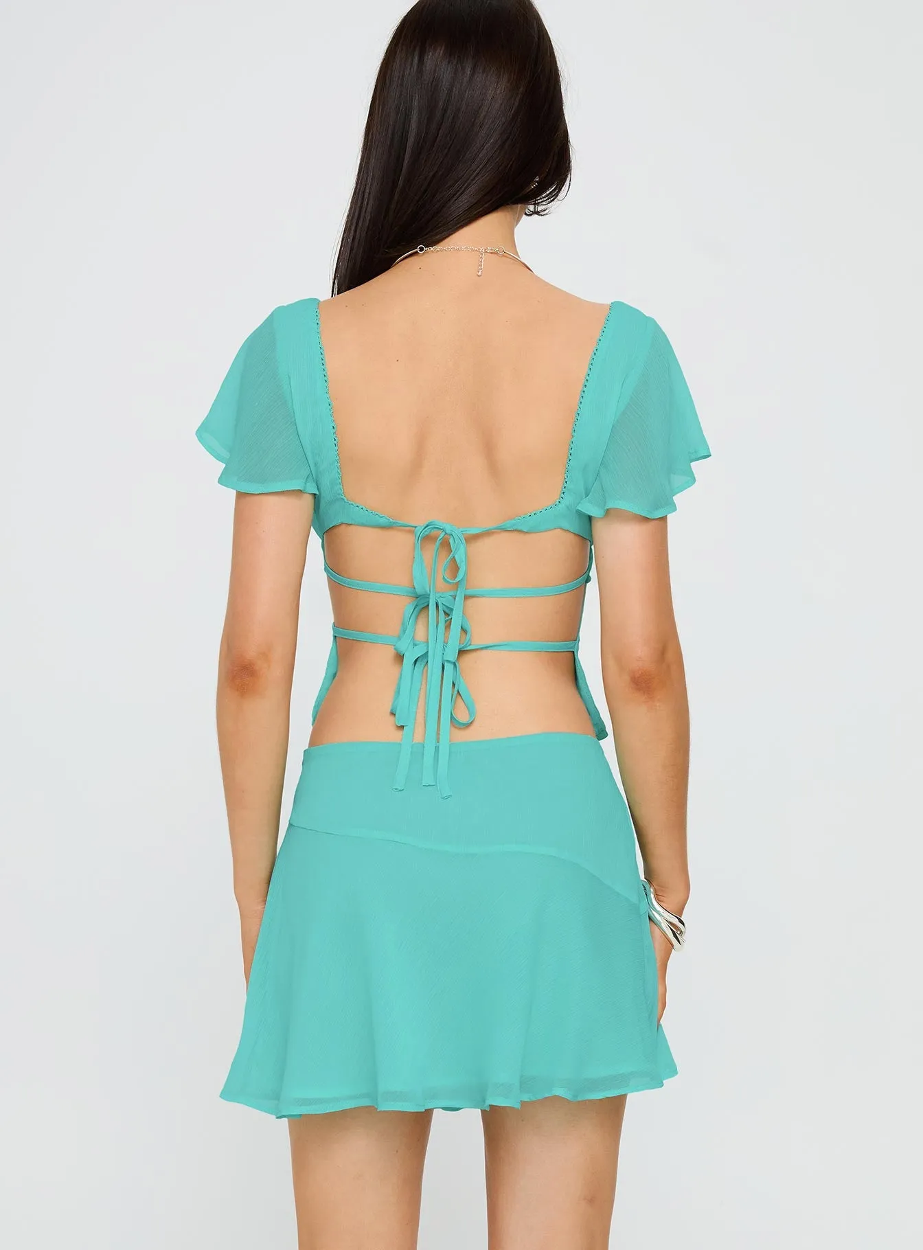 Pappilion Asymmetrical Mini Skirt Aqua Street Style