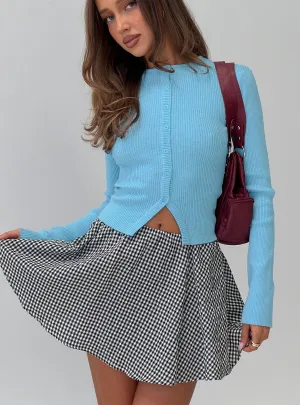 Sohogirl Flowy Mini Skirt Black / White Gingham Performance Outfit Front Slit