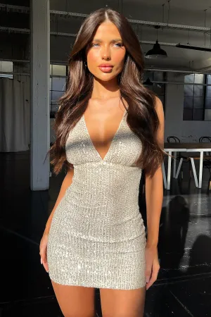 Genevieve Sequin Mini Dress - Champagne Trend Glow and Versatile evening mini dress.