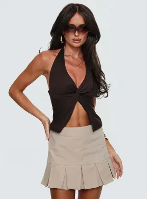 For Keeps Pleat Mini Skirt Cream Street Ready