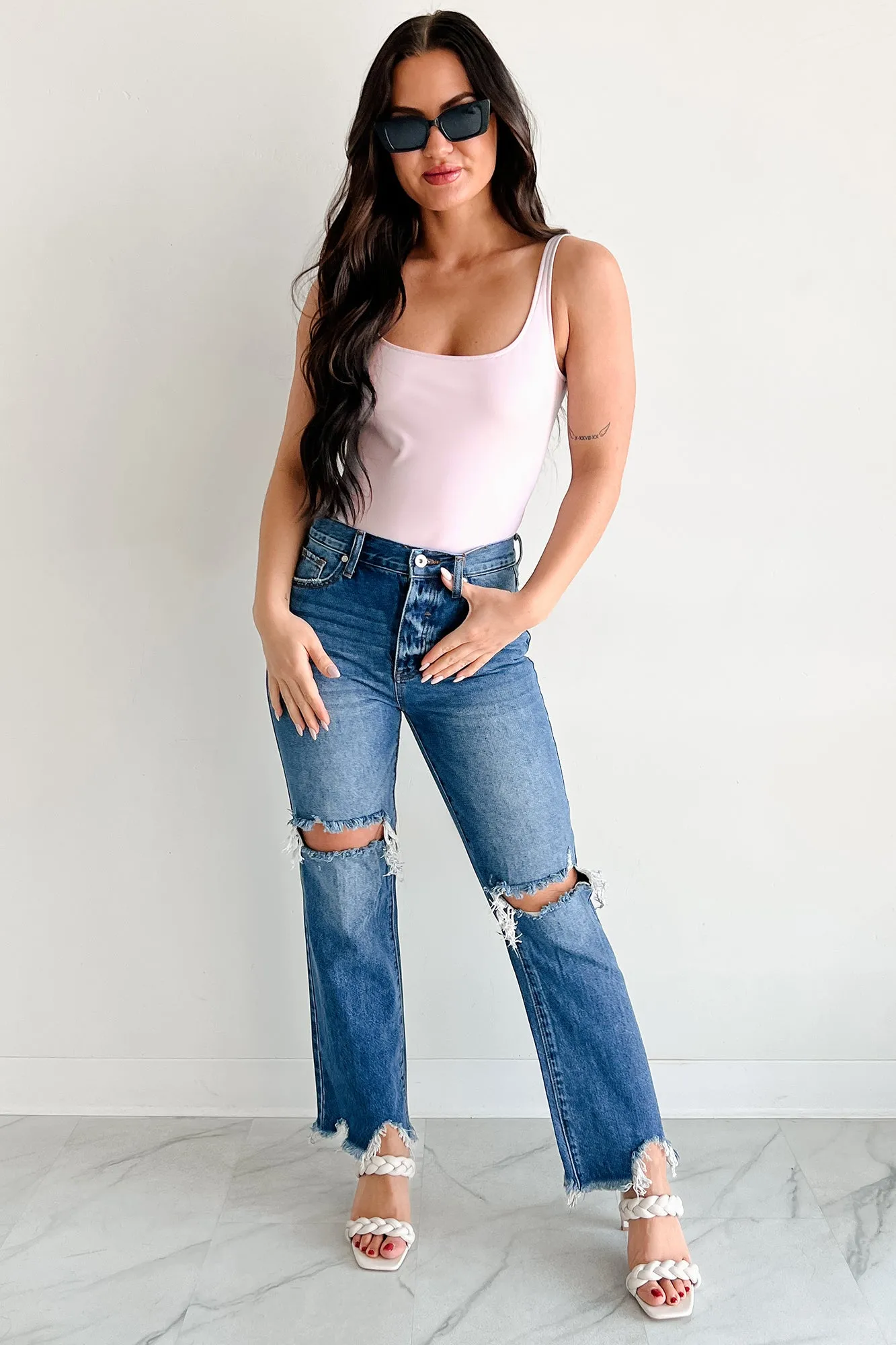 Modern Work Fancy Minimal Summer Feels Forever Sleeveless Faux Leather Bodysuit (Lavender)